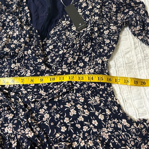 Navy Blue Floral Print Tiered Mini Dress - Picture 8 of 10